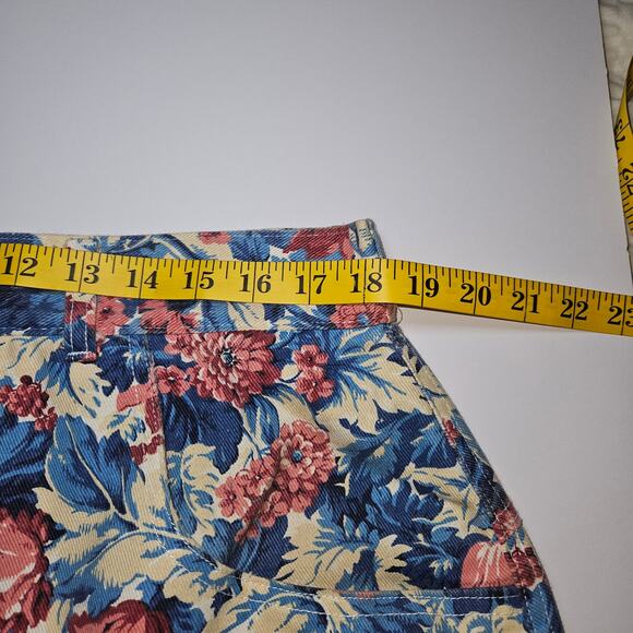 MDM Designs Skirt Womens 20W Blue Pink Floral Vintage USA Made Denim Maxi Skirt - Picture 9 of 11